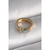 316L Çelik Gold Renk Zirkon Taşlı Mavi Taş Detay Tragus Piercing - TJ-PR1324
