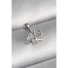 316L Çelik Gümüş Renk Zirkon Taş Detay Kurdele Model Tragus Piercing - TJ-PR1289
