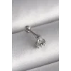 316L Çelik Gümüş Renk Üçgen Zirkon Taşlı Tragus Piercing - TJ-PR1239