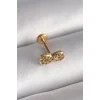 316L Çelik Gold Renk Zirkon Taşlı Sonsuzluk Model Tragus Piercing - TJ-PR1344