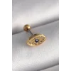 316L Çelik Gold Renk Zirkon Taşlı Göz Tragus Piercing - TJ-PR1252