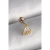 316L Çelik Gold Renk Üçgen Zirkon Taşlı Tragus Piercing - TJ-PR1238