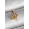 316L Çelik Gold Renk Zirkon Taşlı Kalp Sonsuzluk Detay Tragus Piercing - TJ-PR1248