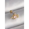 316L Çelik Gold Renk Pembe Mineli Kalp Zirkon Taş Detay Tragus Piercing - TJ-PR1260