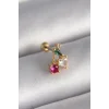 316L Çelik Gold Renk Zirkon Taşlı Kiraz Tragus Piercing - TJ-PR1226