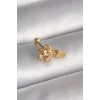 316L Çelik Gold Renk Zirkon Taşlı Sallantı Kalp Detay Tragus Piercing - TJ-PR1360