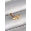 316L Çelik Gold Renk Zirkon Taşlı Dal Tragus Piercing - TJ-PR1258