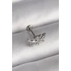 316L Çelik Gümüş Renk Dal Model Zirkon Taş Detaylı Tragus Piercing - TJ-PR1343