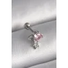 316L Çelik Gümüş Renk Pembe Zirkon Taşlı Sallantı Yıldız Detay Tragus Piercing - TJ-PR1237