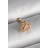 316L Çelik Gold Renk Zirkon Taşlı Kalp Tragus Piercing - TJ-PR1230