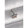 316L Çelik Gümüş Renk Renkli Zirkon Taşlı Yıldız Model Tragus Piercing - TJ-PR1355