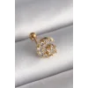 316L Çelik Gold Renk Zirkon Taşlı Ay Yıldız Tragus Piercing - TJ-PR1256