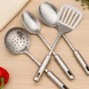 BUFFER® 4lü Çelik Kepçe,Süzgeç,Servis Kaşığı,Spatula Mutfak Yemek Hazırlama Servis Seti