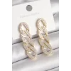 Pirinç Gold Renk Zirkon Taşlı Zincir Model Kadın Küpe