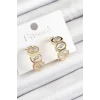 Pirinç Zirkon Taşlı Damla Figürlü Halka Model Gold Renk Kadın Küpe