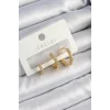Pirinç Zirkon Taşlı Halka Model Gold Renk 3lü Çift Kadın Küpe Set