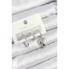 Pirinç Zirkon Taşlı Kalp Model Gümüş Renk 3lü Çift Kadın Küpe Set