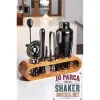 Shaker Kokteyl Set - 10 Parça 750 ML Shaker Coctail Set  Bambu Standlı