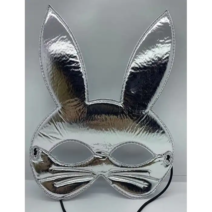 Gümüş Renk Kumaş Tavşan Maskesi