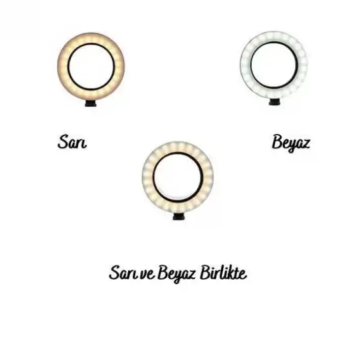 BUFFER® 8inç 20cm Youtube Instagram Tiktok Selfie  Stüdyo Video Fotoğraf Ring Light  Tripod Led Halk