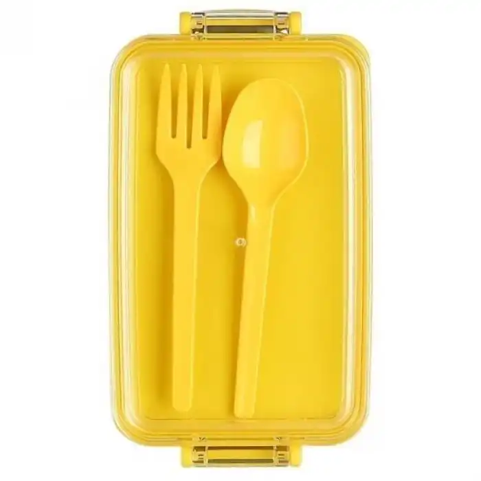 BUFFER® 2 Bölmeli Çok Amaçlı 900 ml Kapasiteli Çatal Kaşıklı Dayanıklı Beslenme Kabı Yiyecek Kutusu