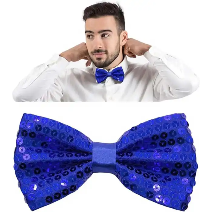 Mavi Payetli Pullu Papyon