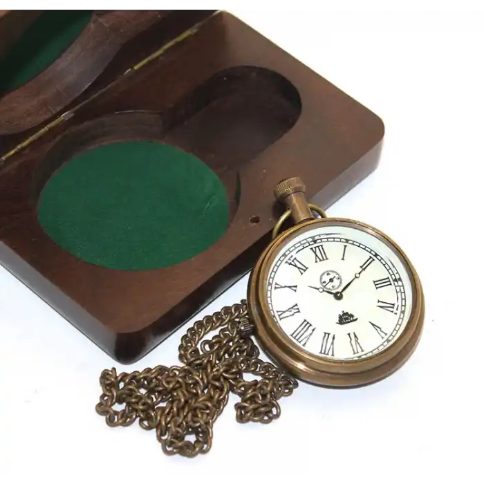 Ahşap Kutulu Pirinç Köstekli Saat Model 7