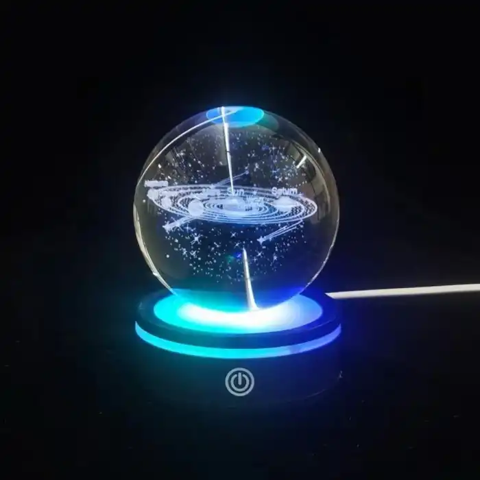 USBli Gezegenler Tasarımlı Dönen Cam Küre