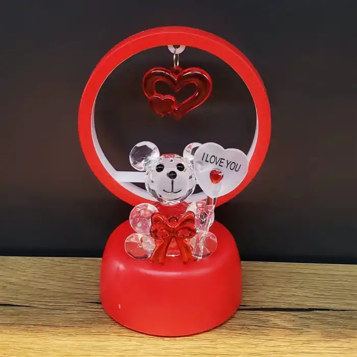 Işıklı Kırmızı I Love You Ayıcık