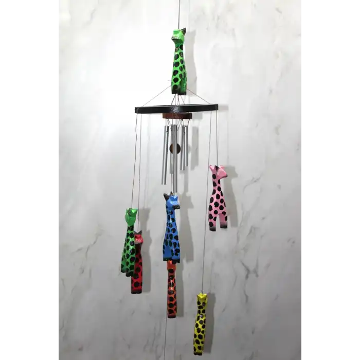 Ahşap Zürafalı Rüzgar Çanı