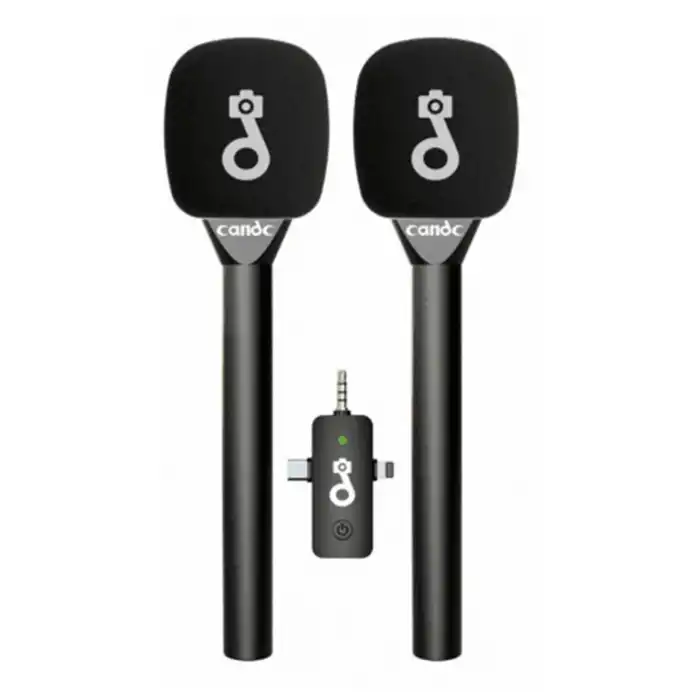 Çift Mikrofonlu Profosyonel Kablosuz Yüksek Kaliteli Ses Kaydı Röportaj Mikrofonu