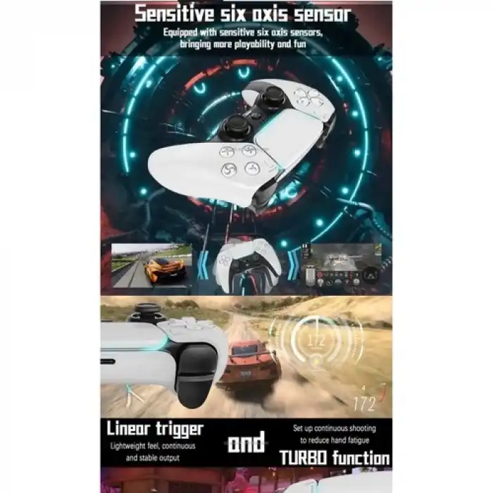 P4 Plus Bluetooth Titreşimli Ps4/ps5 Uyumlu Pc Telefon Joystick Kablosuz Oyun Kolu