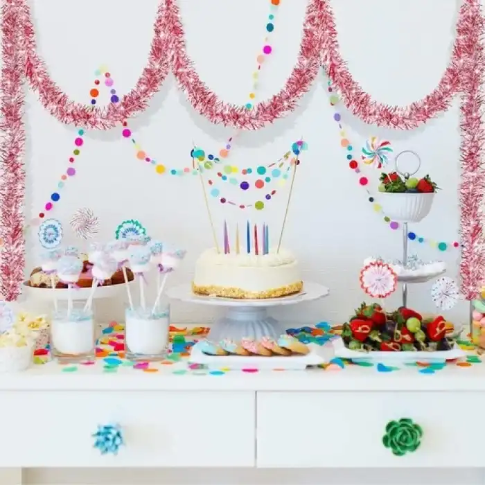 The Best Nzm Parti Için Sim Süs 2 Metre Uzunluk 8 cm Genişlik Pembe Renk Ithal