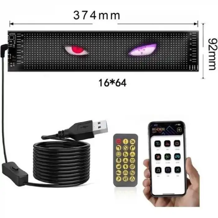 RP937 LED Matrix Panel 16X64CM Telefon Kontrollü Kayar LED Animasyon Aydınlatma