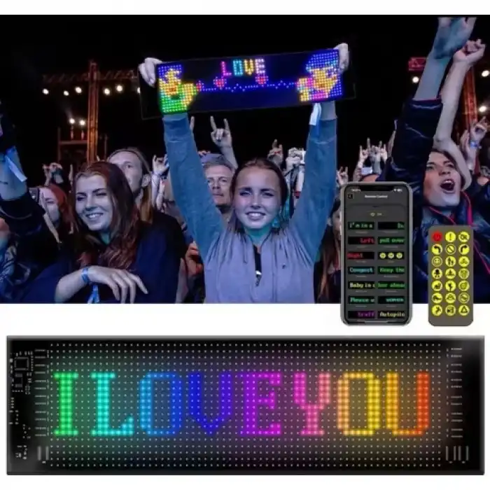 LED Panel Cama Yapışan Telefon Kontrollü LED Ekran Panel 16*64 LED Sayısı