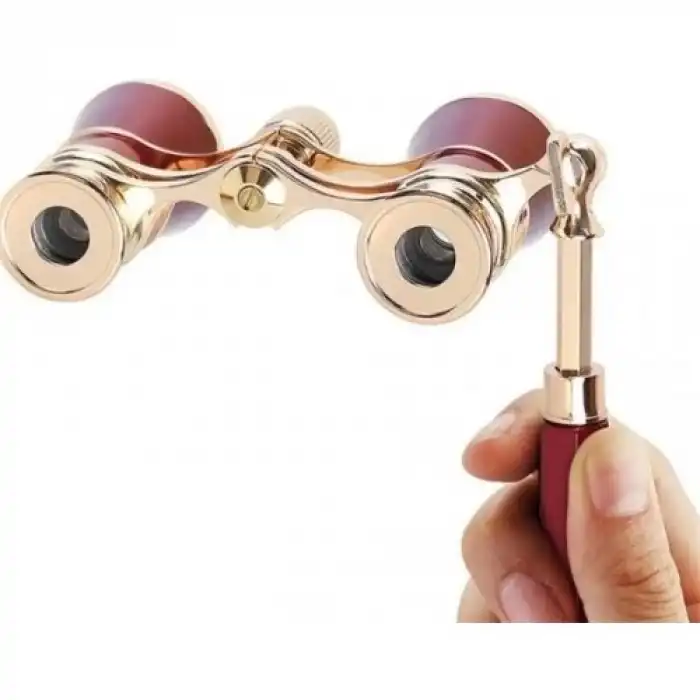 The Best Nzm Nefis Işlemeli, Tiyatro / Opera Dürbünü 3x25 Prinç Metal Kaplamalı Retro Kahverengi