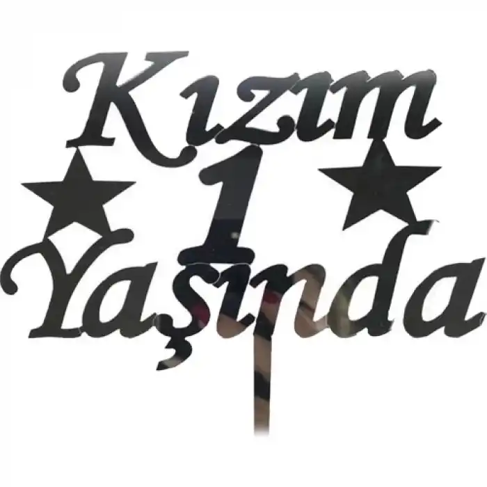 The Best Nzm Kızım 1 Yaşında Ilk Yaş Doğum Günü Partisi Pleksi Pasta Süsü Gümüş Renk