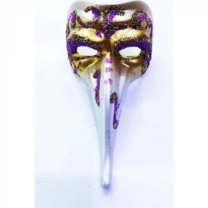 The Best Nzm Fuşya Renk Işlemeli Seramik Malzemeden Imal Venedik Uzun Maske Magnet