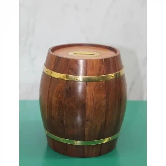 Pirinç Ahşap Fıçı Kumbara 1996