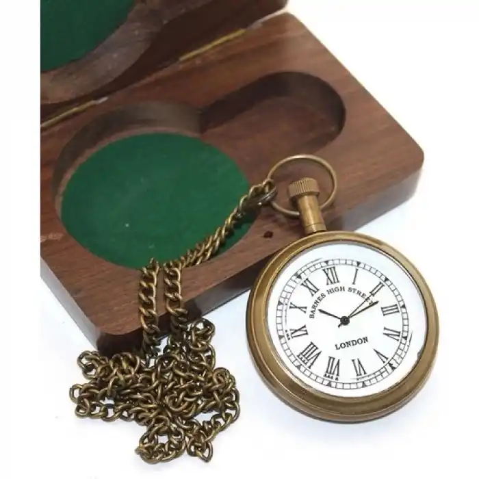 Ahşap Kutulu Pirinç Köstekli Saat KSK2055