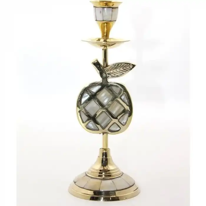 Pirinç Sedefli Tekli Şamdan 1636