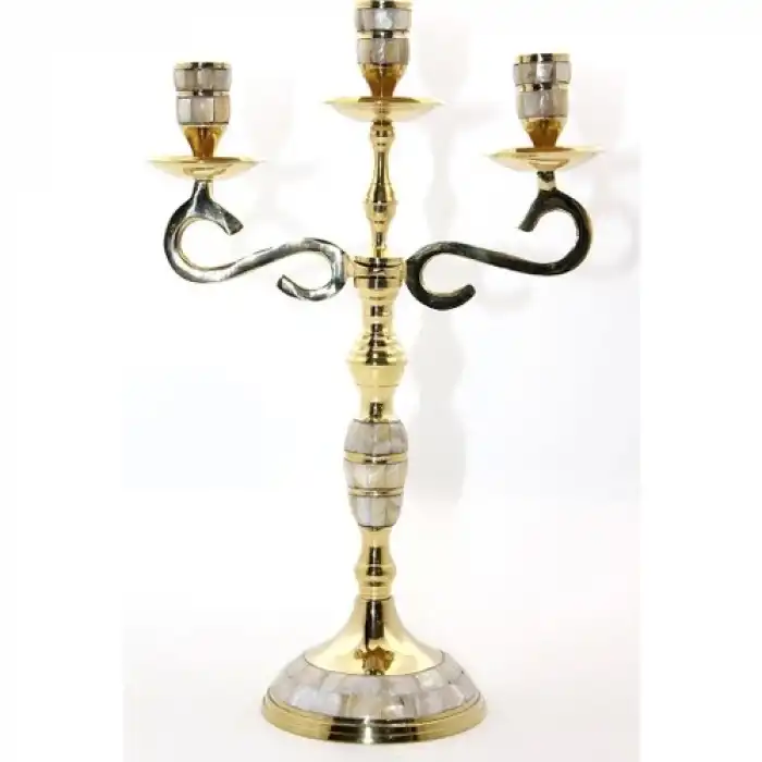 Pirinç Sedefli 3lü Şamdan 18912