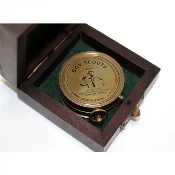 Ahşap Kutulu Pirinç Pusula KSK123