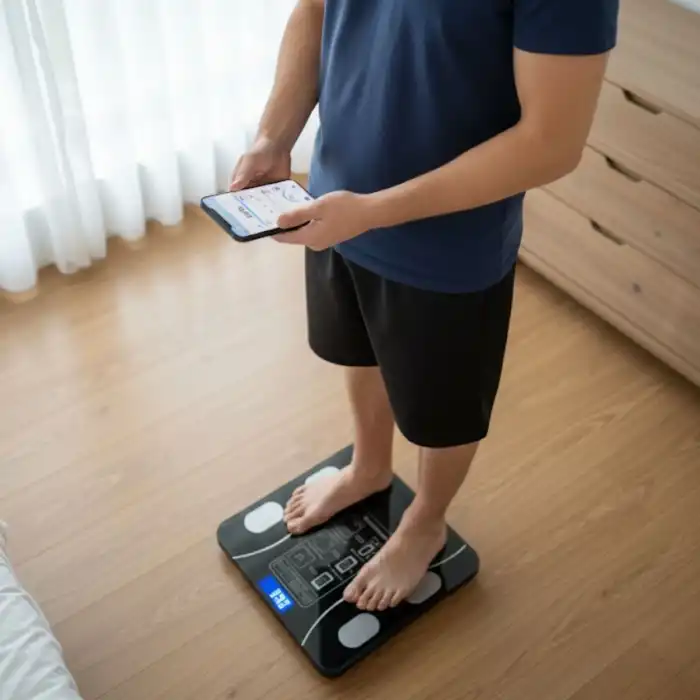 BUFFER® Dijital Baskül Yağ Ölçer Fonksiyonlu Akıllı Baskül Bluetooth Bağlantılı Tartı