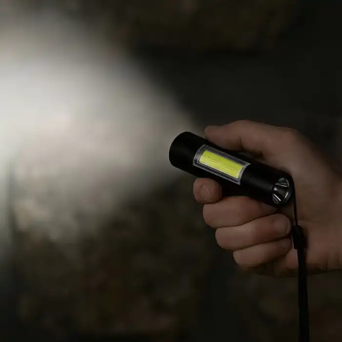 BUFFER® Kutulu Mini El Feneri - Taşınabilir LED Kamp ve Acil Durum El Lambası Plastik Gövde