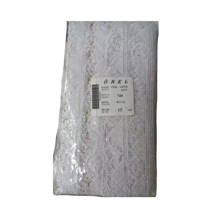 Dantel Polyester Güpür Bant Beyaz 15 Metre En 5 cm ON-740-B