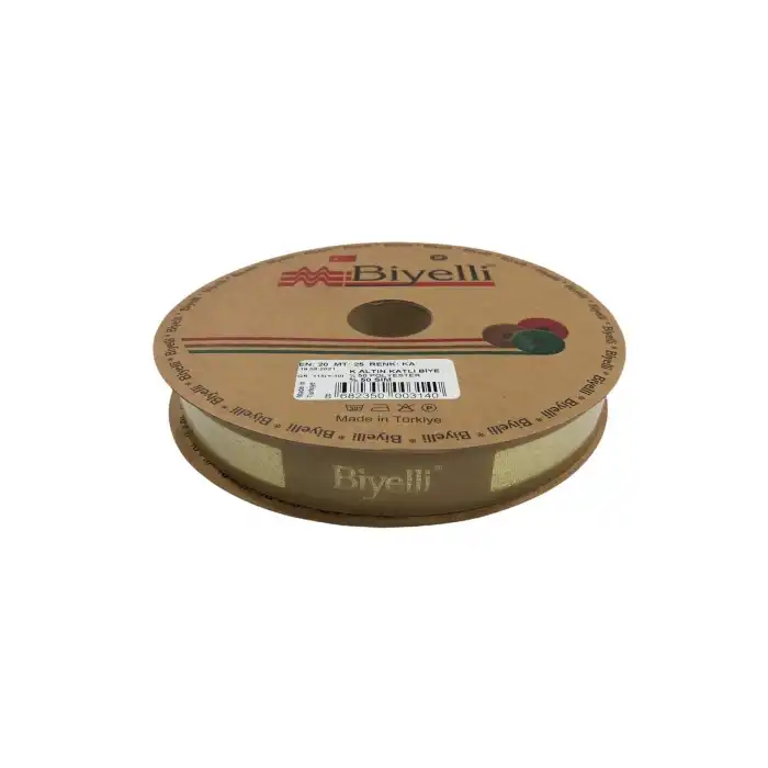 Biye Simli Katlı Ka Altın 2 cm 25 Metre %50 Simli % 50 Polyester