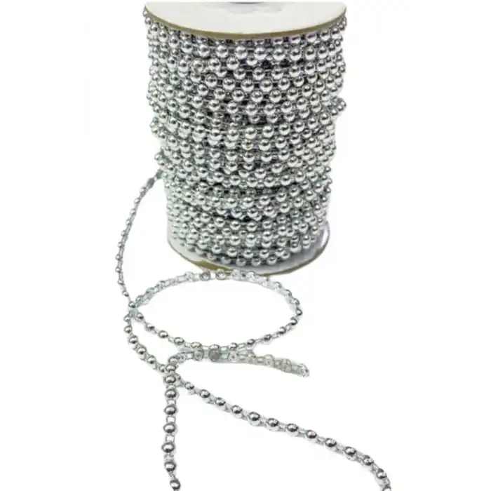 Dikilebilir Sıralı İnci Tekli En 1 cm Gümüş 10 Metre