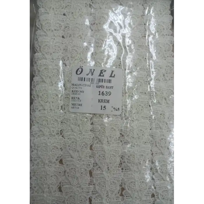 Dantel Polyester Güpür Bant Krem 15 Metre En 6 cm ON-1639-KR