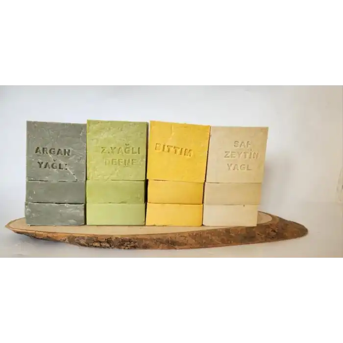 Doğal Üretim Sabunu Karışık (Argan-Defne-Bıttım-Saf Zeytinyağlı) 12li Set